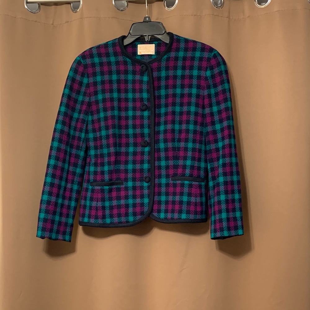 Pendleton Women's Plaid Blazer - Blue and Pink